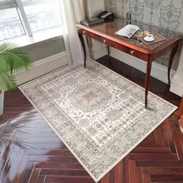 Fortsea 5x7 Area Rugs for Living Room, Machine Washable Non Slip Vintage Rugs for Bedroom, Kitchen, Boho Throw Rugs for Entryway, Home Floor Decor.