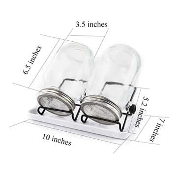 C CRYSTAL LEMON Sprouting Jar Kit – Sprouts Growing Kit with 32oz Glass Sprouting Jars with Screen Lids, Jar Stands, Drip Tray – Indoor Grow Kit for Alfalfa, Beans, Broccoli, Microgreens