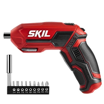 SKIL 4V Pivot Grip Rechargeable Cordless Screwdriver, Includes 9pcs Bit, 1pc Bit Holder, USB Chargin...