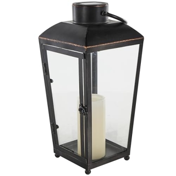 Deco 79 Metal Indoor Outdoor Candle Lantern with Gold Accents