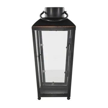 Deco 79 Metal Indoor Outdoor Candle Lantern with Gold Accents