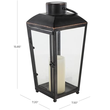 Deco 79 Metal Indoor Outdoor Candle Lantern with Gold Accents