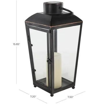Deco 79 Metal Indoor Outdoor Candle Lantern with Gold Accents