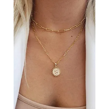 Yoosteel 14K Gold Plated Layered Necklaces for Women