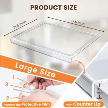 Acrylic Cutting Board with Counter Lip, 17x13 Inch Clear Cutting Boards for Kitchen Counter with Juice Groove, Non Slip for Countertop Protector, Apartment Essentials Kitchen Decor Gifts