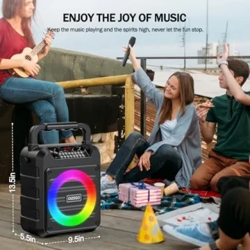 Karaoke Machine - Portable Bluetooth Speaker with 2 Wireless Microphones for Adults & Kids with Lights, PA System Speaker Supports TF Card/USB, AUX in, REC, Bass & Treble for Party/Meeting