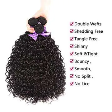 9A Brazilian Human Hair Water Wave Bundles (18 20 22 24) Unprocessed Virgin Human Hair Extensions Wet and Wavy Hair Curly Wavy 100% Human Hair Can Be Dyed Natural Color Laritaiya