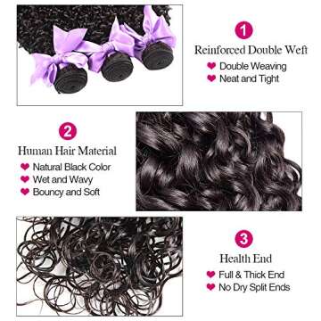 9A Brazilian Human Hair Water Wave Bundles (18 20 22 24) Unprocessed Virgin Human Hair Extensions Wet and Wavy Hair Curly Wavy 100% Human Hair Can Be Dyed Natural Color Laritaiya