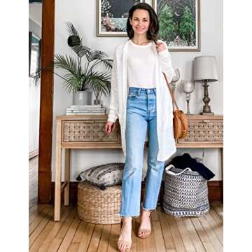 ELESOL Women's Open Front Casual Long Sleeve Knitted Cardigan Sweater for Everyday Style