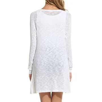 ELESOL Women's Long Sleeve Open Front Cardigan Sweater White