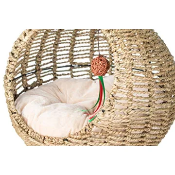 YoSpot Handmade Wicker Cat Bed Swinging House with Cushion