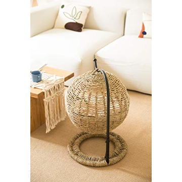 YoSpot Handmade Wicker Cat Bed Swinging House with Cushion