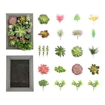 Nattol 3D Artificial Succulent Wall Art DIY Floral Framed Fake Flowers Arrangement Wall Decor for Room Decoration Background Living Outdoor Balcony Porch