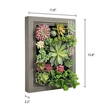 Nattol 3D Artificial Succulent Wall Art DIY Floral Framed Fake Flowers Arrangement Wall Decor for Room Decoration Background Living Outdoor Balcony Porch