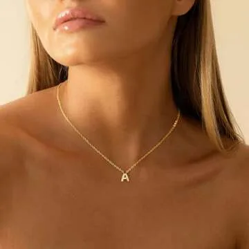 Turandoss 18K Gold Plated Initial Necklace for Women