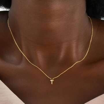Turandoss Initial Necklaces for Women, 18K Gold Plated Tiny Initial T Necklace Dainty Initial Pendant Necklace Bubble Letter Necklace Gold Initial Necklaces for Women Jewelry
