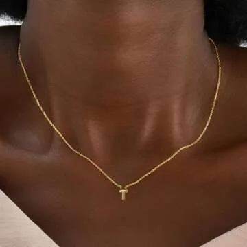 Turandoss 18K Gold Plated Initial Necklace for Women