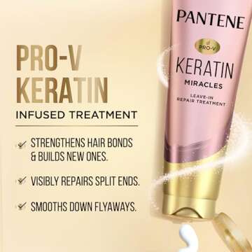 Pantene Keratin Leave-In Conditioner with Argan Oil, Protein Treatment for Dry, Damaged & Color-Trea...
