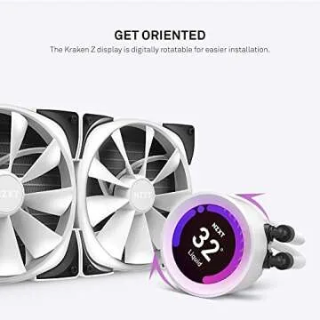 NZXT Kraken Z73 RGB 360mm - RL-KRZ73-RW - AIO RGB CPU Liquid Cooler - Customizable LCD Display - Improved Pump - Powered by CAM V4 - RGB Connector - Aer RGB 2 120mm Radiator Fans (3 Included) - White
