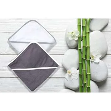 BAMBOO QUEEN 2 Pack Baby Bath Towel - Rayon Made from Bamboo, Ultra Soft Hooded Towels for Babies,To...