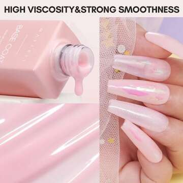 Makartt Rubber Base Gel for Nails: Ballerina Pink Gel Polish, Natural Tone Base Coat UV Nail Lamp Needed, Long-Lasting Foundation Gel for Home or Salon Manicure