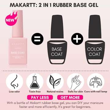 Makartt Rubber Base Gel for Nails: Ballerina Pink Gel Polish, Natural Tone Base Coat UV Nail Lamp Needed, Long-Lasting Foundation Gel for Home or Salon Manicure