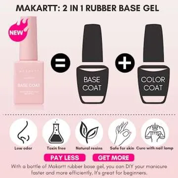 Makartt Rubber Base Gel for Nails: Ballerina Pink Gel Polish, Natural Tone Base Coat UV Nail Lamp Needed, Long-Lasting Foundation Gel for Home or Salon Manicure