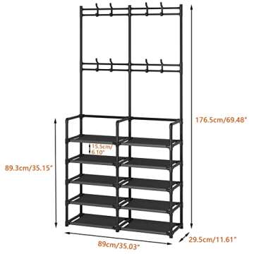 Laiensia 5-Tier Coat Rack & Shoe Storage Organizer