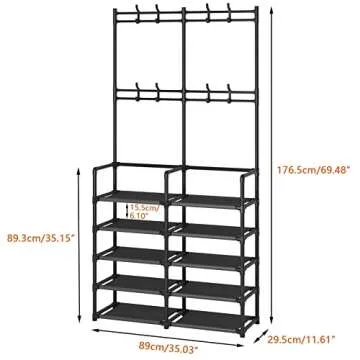 Laiensia 5-Tier Coat Rack & Shoe Storage Organizer