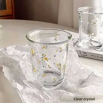Elegant Floral Drinking Glasses - Set of 2, 12 OZ Quality