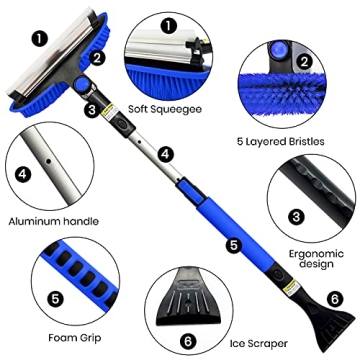 Tenozek 37.5" Extendable Ice Scraper with Foam Grip