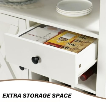 Farmhouse Coffee Bar Cabinet with Wine Racks for Storage