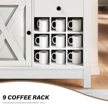 Farmhouse Coffee Bar Cabinet with Wine Racks for Storage