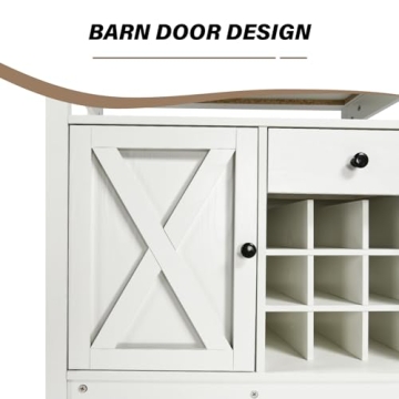 Farmhouse Coffee Bar Cabinet with Wine Racks for Storage