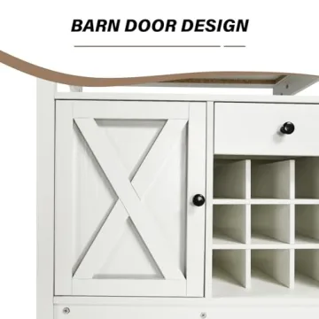 Farmhouse Coffee Bar Cabinet with Wine Racks for Storage