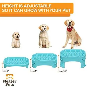 Neater Raised Slow Feeder Dog Bowl - Adjustable Pet Feeder