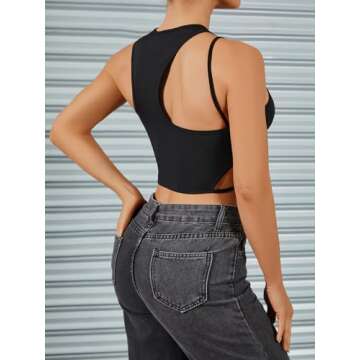 Verdusa Women's Asymmetrical Neck Sleeveless Cut Out Crop Top for Stylish Women