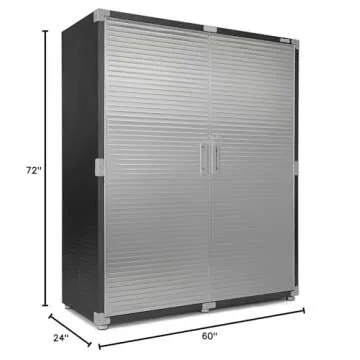 Seville Classics UltraHD Solid Steel Lockable Metal Storage Cabinet Locker Organizer, w/Adjustable Shelves for Garage, Warehouse, Office, Classroom, Graphite, 60" W x 24" D x 72" H