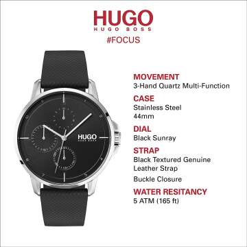 HUGO Focus Men's Multifunction Business Watch - Black