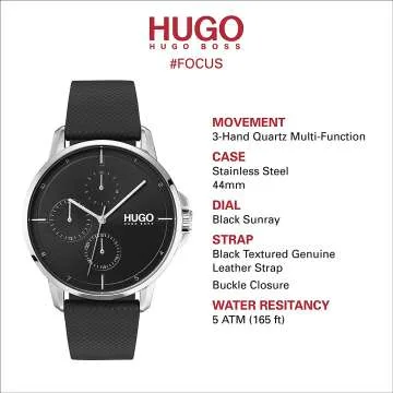 HUGO Focus Men's Multifunction Business Watch - Black