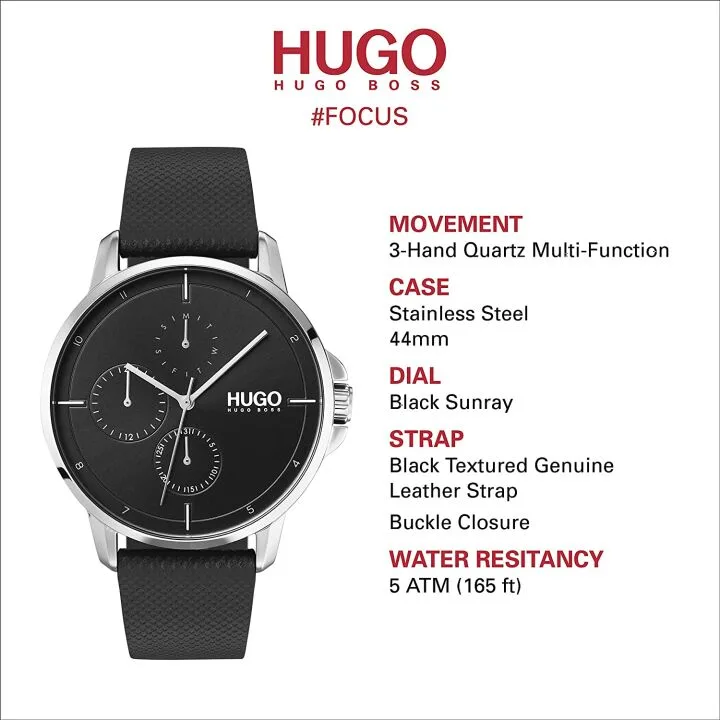 HUGO Focus Men's Multifunction Business Watch - Black