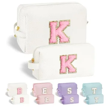 YOOLIFE Initial Makeup Bag – Chic Personalized Makeup Bag for Girls and Women