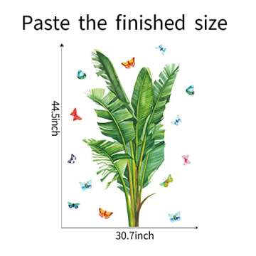 Tropical Plants Wall Stickers Palm Leaf Wall Decals Vinyl Peel and Stick Wallpaper for Bedroom Living Room Nursery and Office