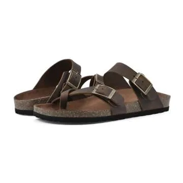WHITE MOUNTAIN Shoes Gracie Women's Flat Sandal, Brown/Leather, 11 M