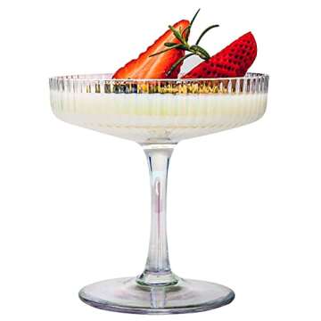 OMITA Hand Blown Vintage Stem Coupe Cocktail Glasses Set of 4 - 4 oz