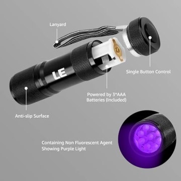 Portable UV Black Light Flashlight for Stains & More