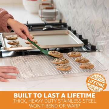 PriorityChef 18/8 Stainless Steel Cooling Rack, Heavy Duty Baking Rack For Oven Cooking, Fits Eigth ...