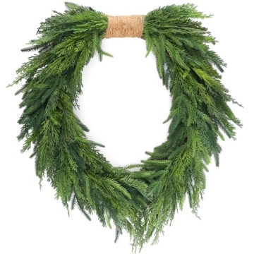 Zeyune Norfolk Pine Wreath Faux Christmas Wreath Cedar Wreath Winter Norfolk Pine Wreath Ideas Beaut...