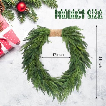 Zeyune Norfolk Pine Wreath Beautiful Faux Winter Decor