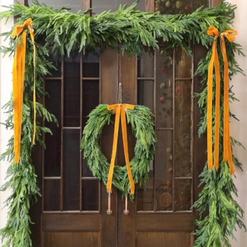 Zeyune Norfolk Pine Wreath Beautiful Faux Winter Decor